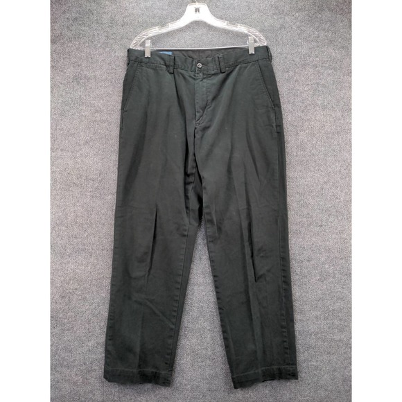 Mens Polo by Ralph Lauren Preston Pants Size 35x32 Black Green Pony SEE DESC - Picture 1 of 12